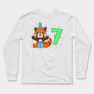 I am 7 with red panda - kids birthday 7 years old Long Sleeve T-Shirt